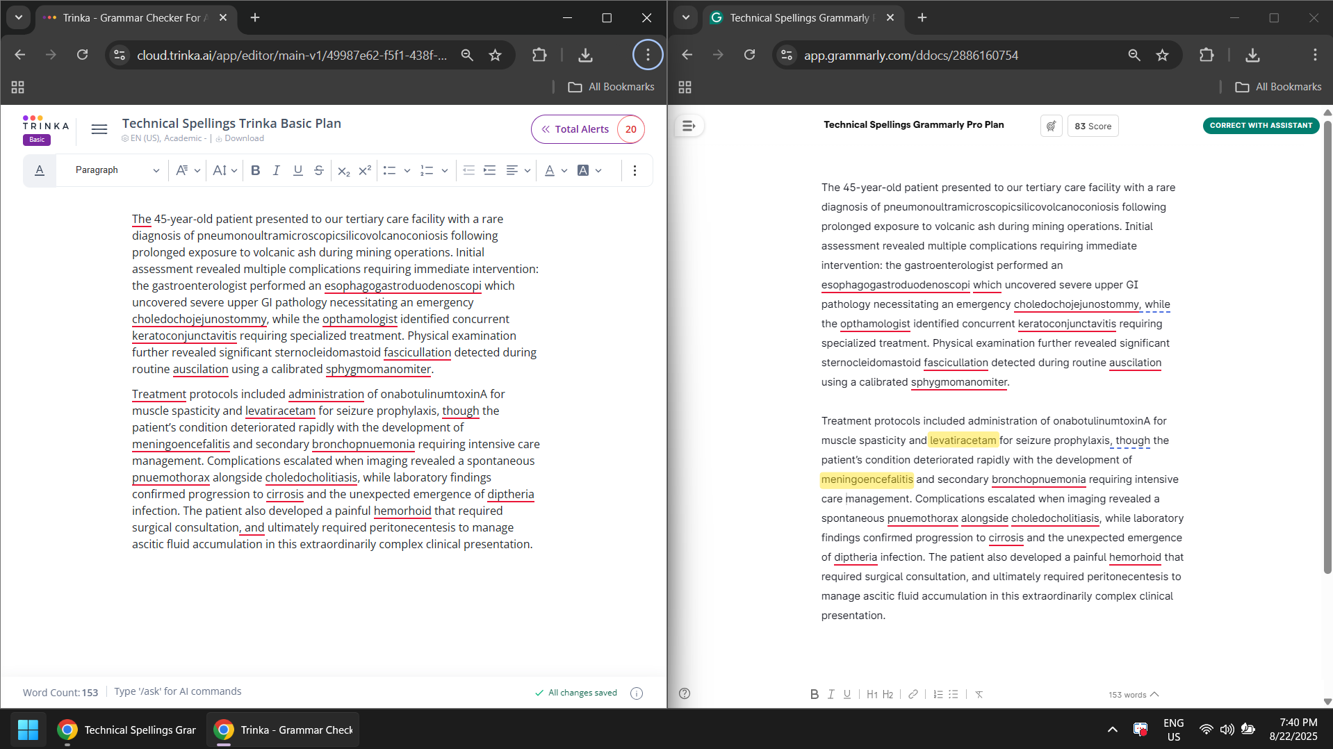 trinka vs grammarly technical checks