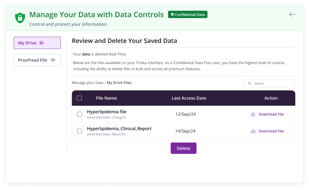 manage data feature