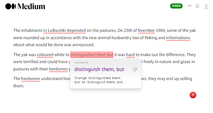 medium - corrector ortográfico